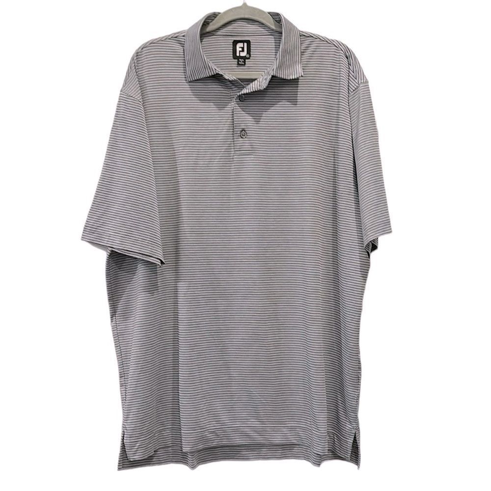 FootJoy Gray Stretch Pinstripe Lisle Performance Golf Polo Shirt XL